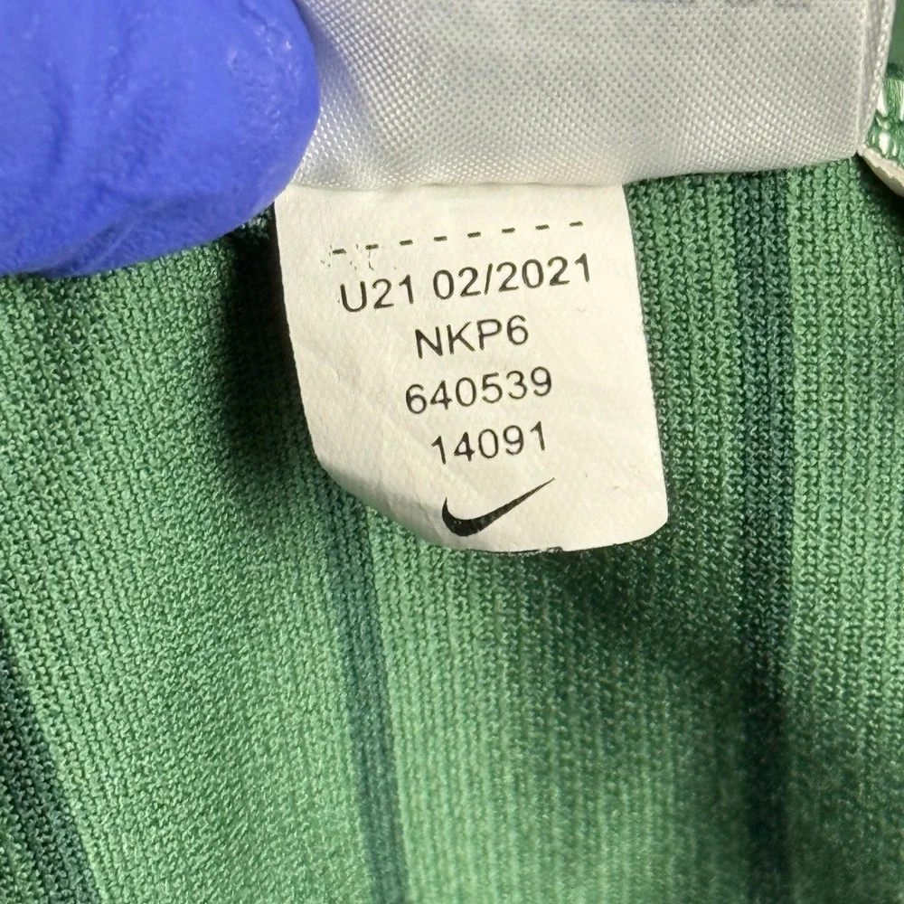 Nike Mens Polo Shirt M Dri Fit Green Bay Collared Short Sleeve Striped